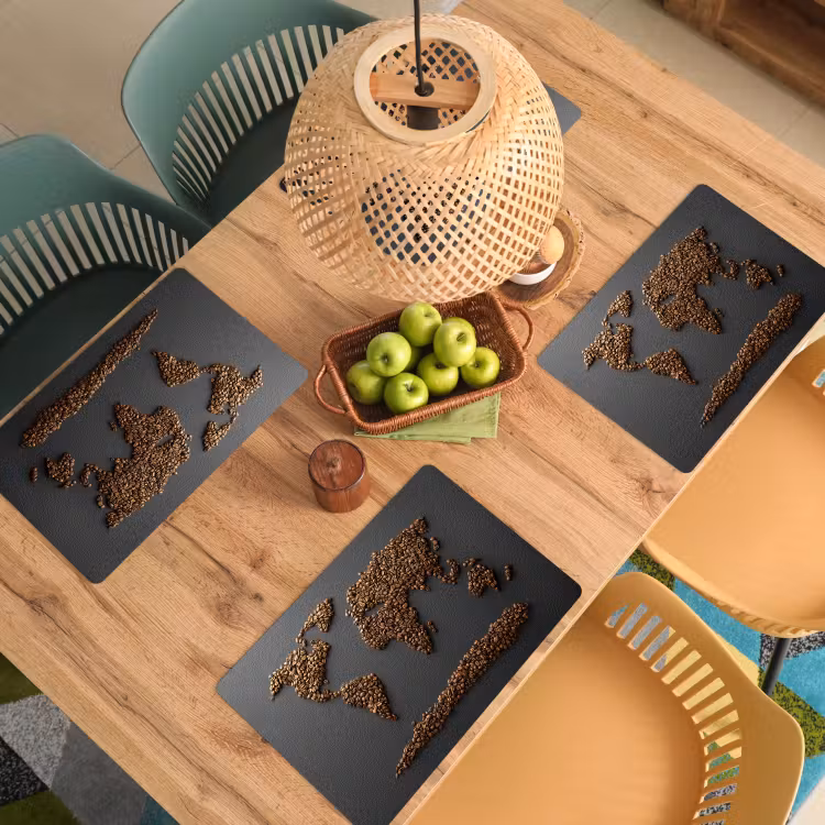 Wereldkaart - Koffie - Grijs Placemat vinyl groot -zzsfeer5_Kitchenyeah-website