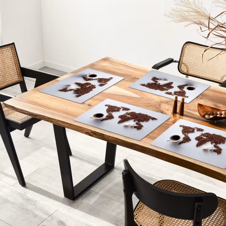 Wereldkaart - Koffiebonen - Suikerklontjes Placemat vinyl groot -zzsfeer4_Kitchenyeah-website