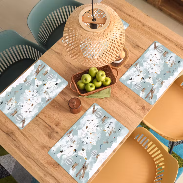 Wereldkaart - Kind - Vliegtuig Placemat vinyl groot -zzsfeer5_Kitchenyeah-website