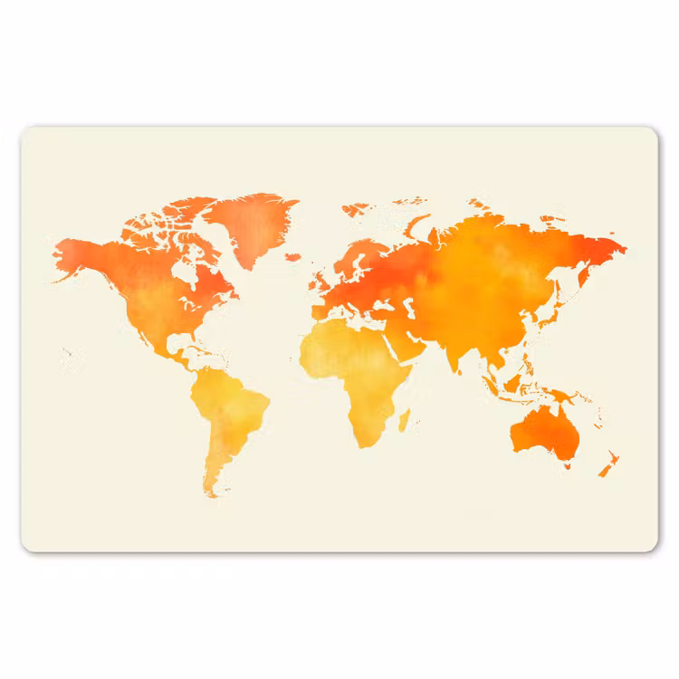 Wereldkaart - Oranje - Kleurrijk Placemat vinyl groot -zzsfeer1_Kitchenyeah-website