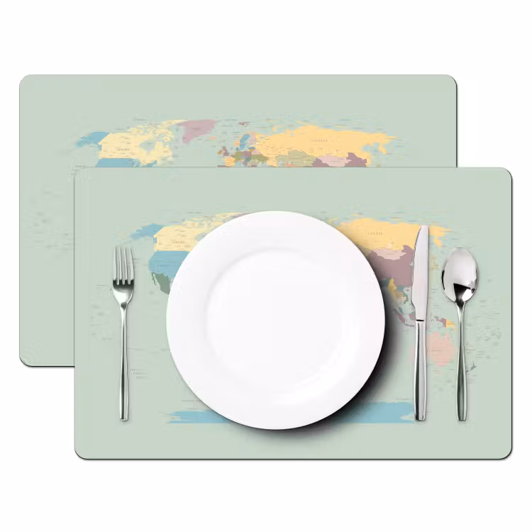 Wereldkaart - Realistisch - Kaart Placemat vinyl groot -zzsfeer2_Kitchenyeah-website