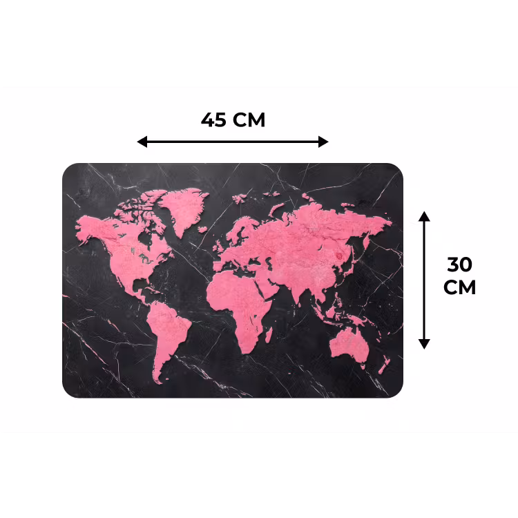 Wereldkaart - Roze - Marmer Placemat vinyl groot -specs