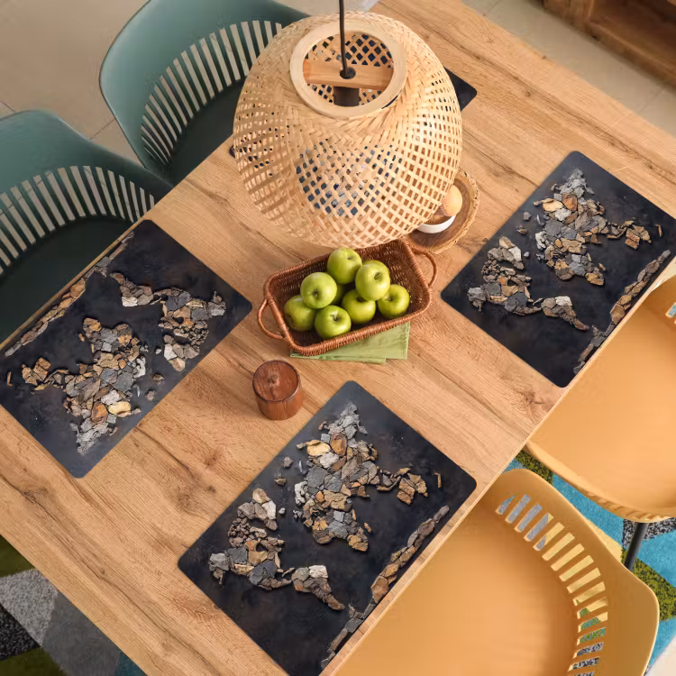 Wereldkaart - Stenen - Realistisch Placemat vinyl groot -zzsfeer5_Kitchenyeah-website