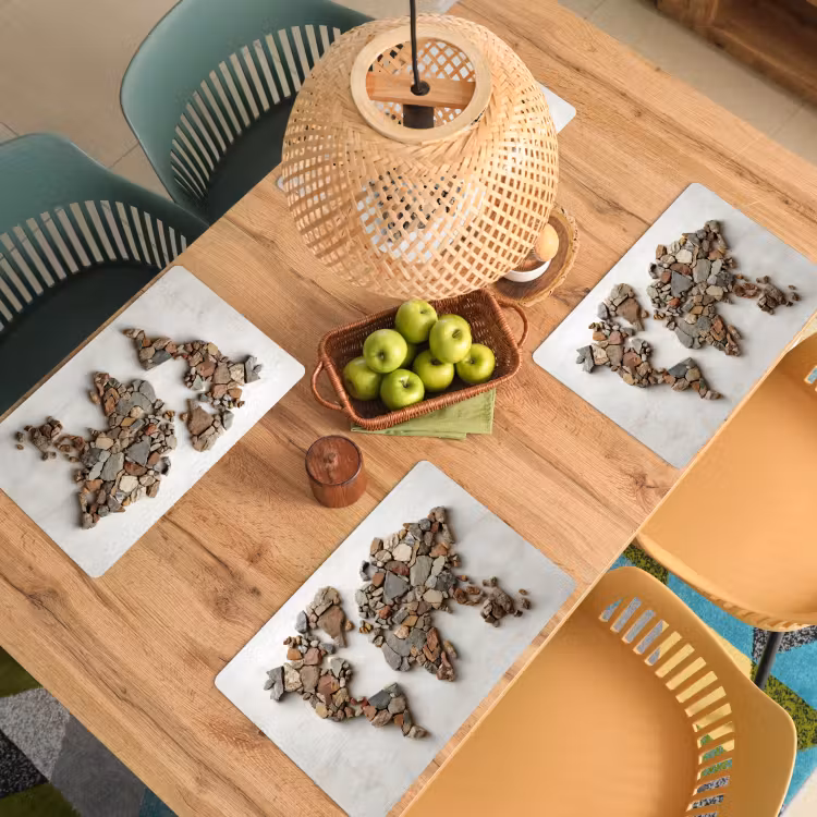 Wereldkaart - Stenen - Wit Placemat vinyl groot -zzsfeer5_Kitchenyeah-website