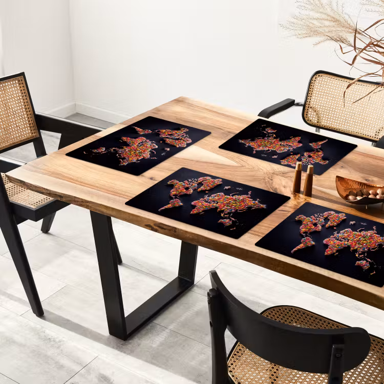 Wereldkaart - Snoepjes - Felle kleuren Placemat vinyl groot -zzsfeer4_Kitchenyeah-website