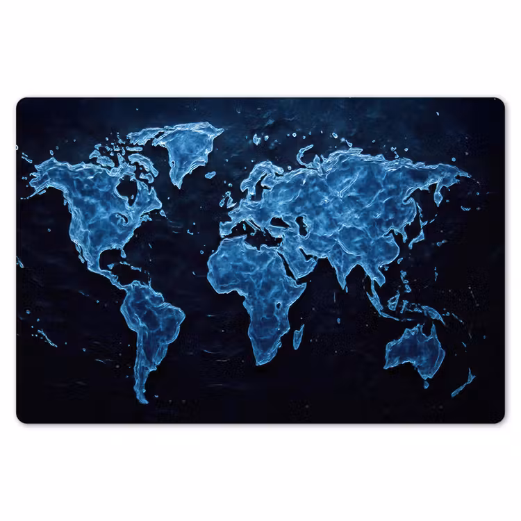 Wereldkaart - Waterstructuur - Blauw Placemat vinyl groot -zzsfeer1_Kitchenyeah-website