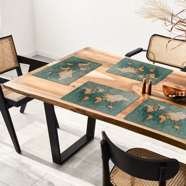 Wereldkaart - Gebroken tegels - Mozaïek Placemat vinyl groot -zzsfeer4_Kitchenyeah-website