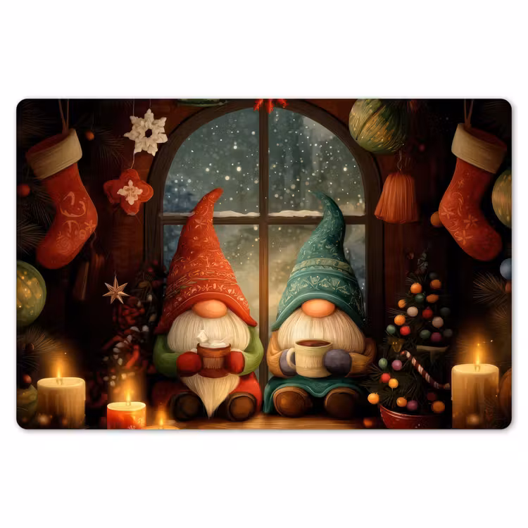 Gnooms - Kerst - Raam - Kleurrijk Placemat vinyl groot -zzsfeer1_Kitchenyeah-website