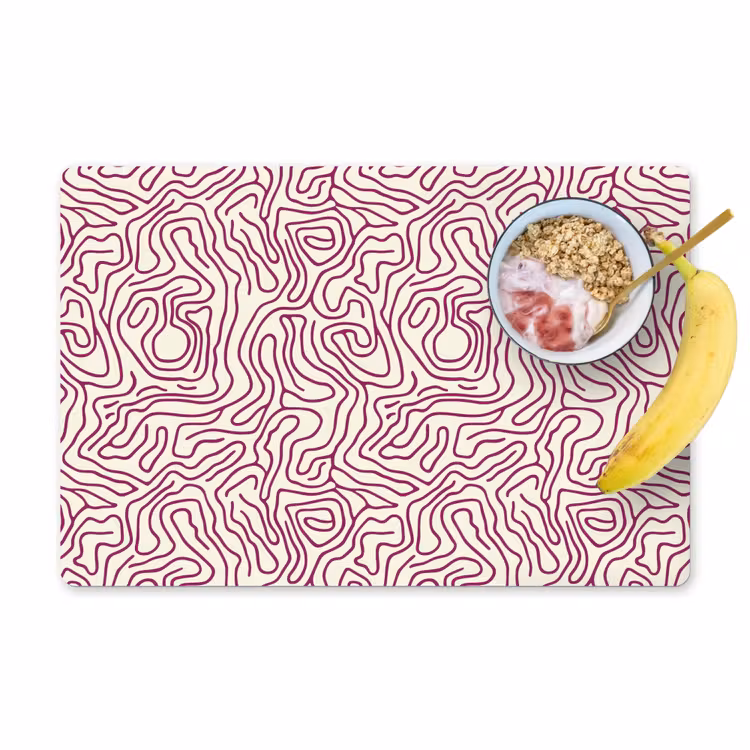 Kronkelende lijn - Magenta - Crème Placemat vinyl groot 368 -zzzproduct_Kitchenyeah-website