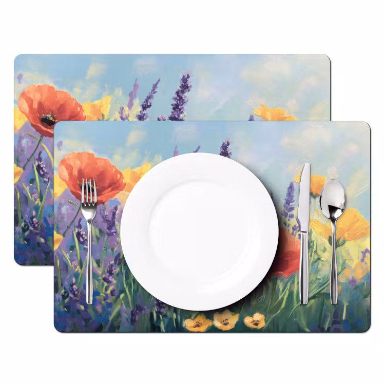 Weide - Bloemen - Kleurrijk Placemat vinyl groot -zzsfeer2_Kitchenyeah-website