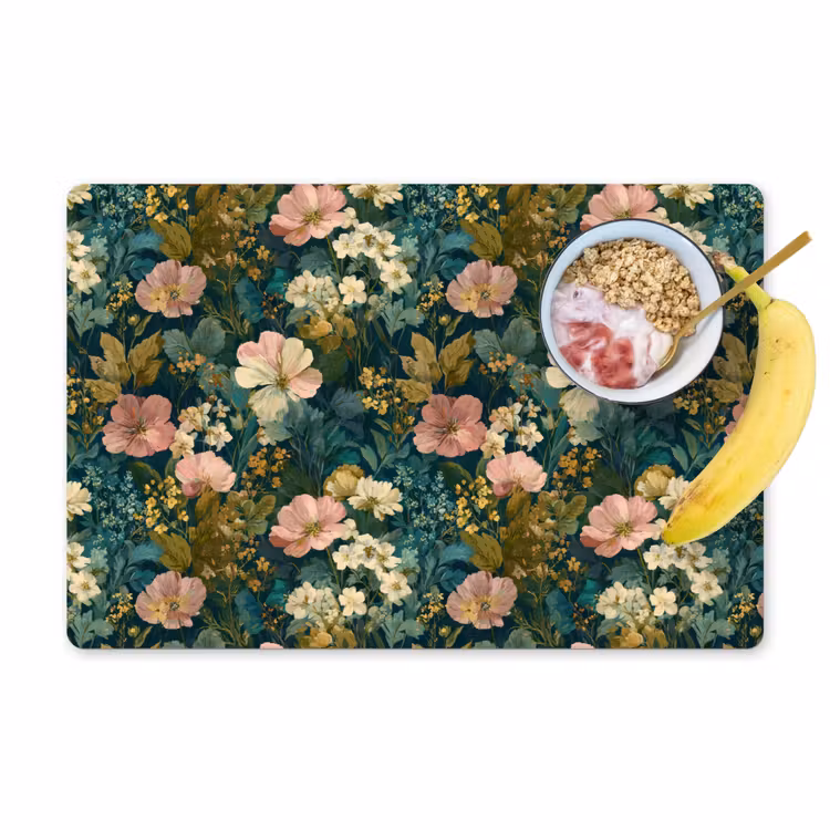 Wilde bloemen - Botanisch - Patroon - Roze - Romantisch Placemat vinyl groot 368 -zzzproduct_Kitchenyeah-website