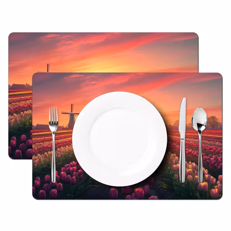 Windmolen - Zonsondergang - Landschap Placemat vinyl groot -zzsfeer2_Kitchenyeah-website