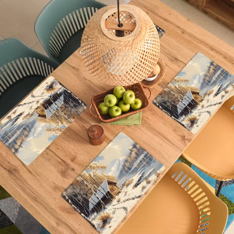 Winter - Sneeuw - Huis - Natuur Placemat vinyl groot -zzsfeer5_Kitchenyeah-website