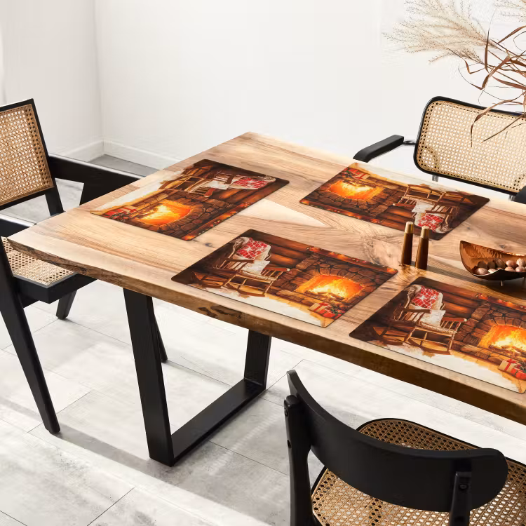 Winter - Kerst - Huis - Openhaard Placemat vinyl groot -zzsfeer4_Kitchenyeah-website