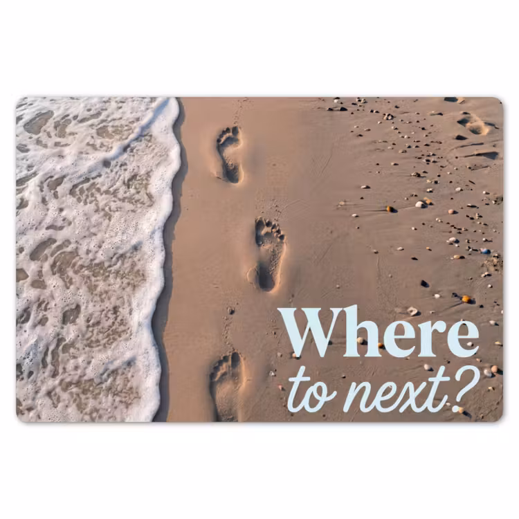 Where to next - Strand - Voetstappen Placemat vinyl groot -zzsfeer1_Kitchenyeah-website