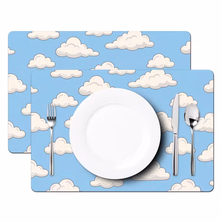 Wolk - Cartoon - Lucht - Blauw - Wit Placemat vinyl groot -zzsfeer2_Kitchenyeah-website