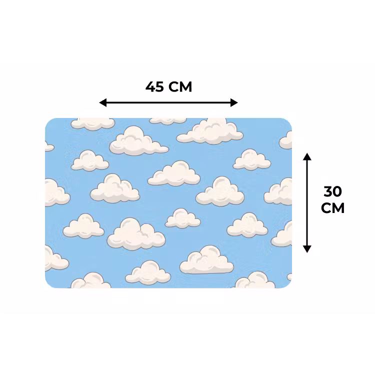 Wolk - Cartoon - Lucht - Blauw - Wit Placemat vinyl groot -specs
