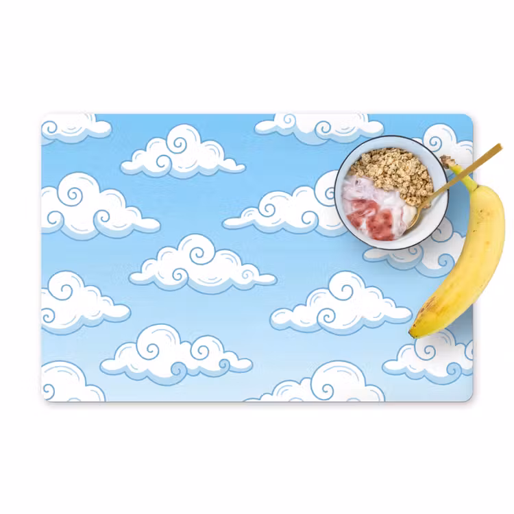 Wolk - Lucht - Cartoon - Blauw - Wit Placemat vinyl groot -zzzproduct_Kitchenyeah-website