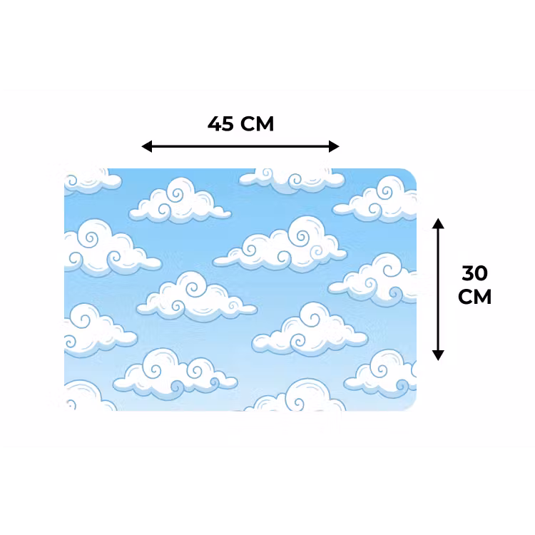 Wolk - Lucht - Cartoon - Blauw - Wit Placemat vinyl groot -specs