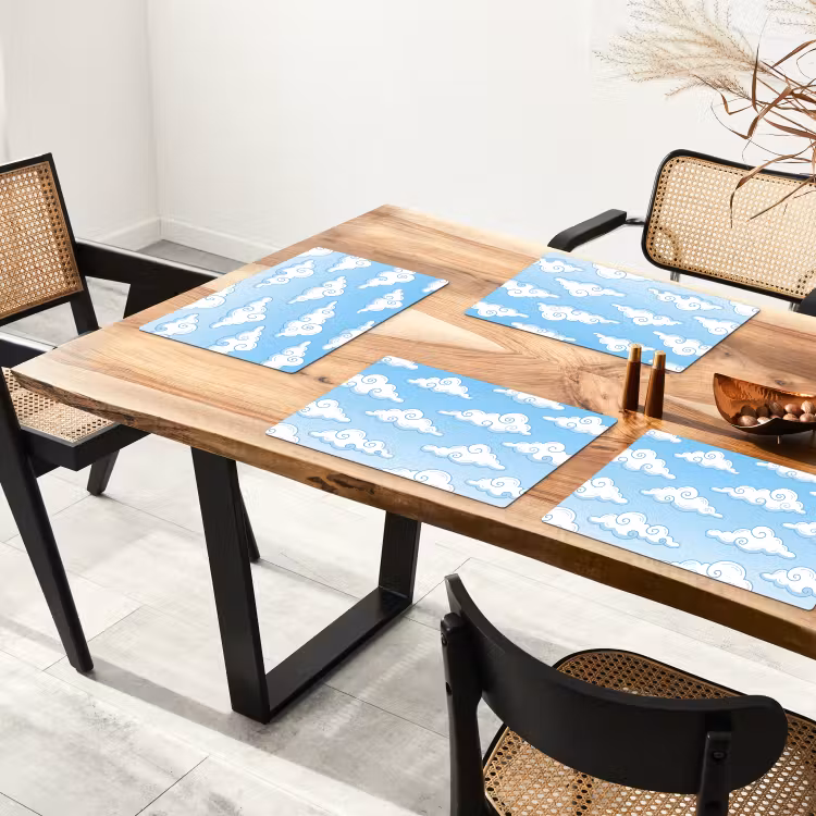 Wolk - Lucht - Cartoon - Blauw - Wit Placemat vinyl groot -zzsfeer4_Kitchenyeah-website