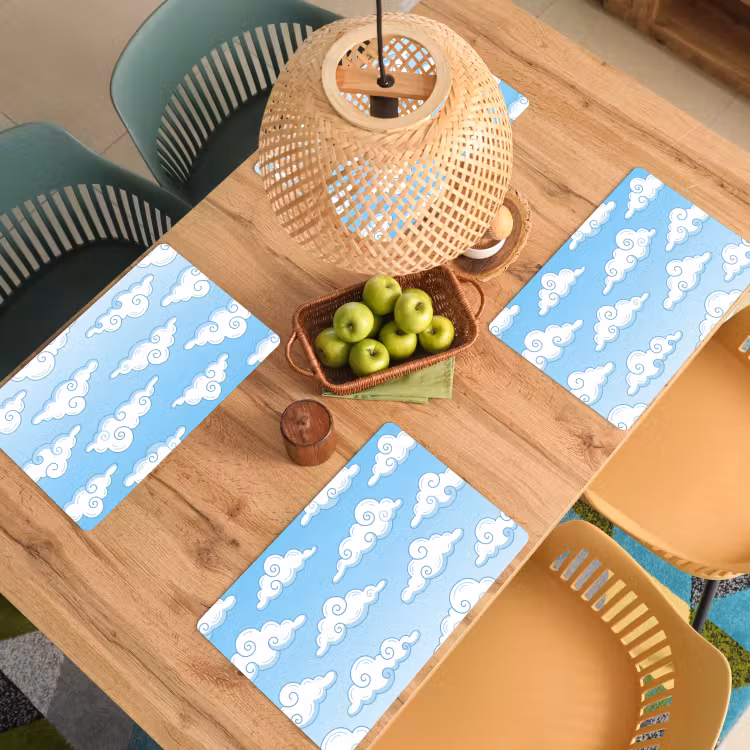 Wolk - Lucht - Cartoon - Blauw - Wit Placemat vinyl groot -zzsfeer5_Kitchenyeah-website