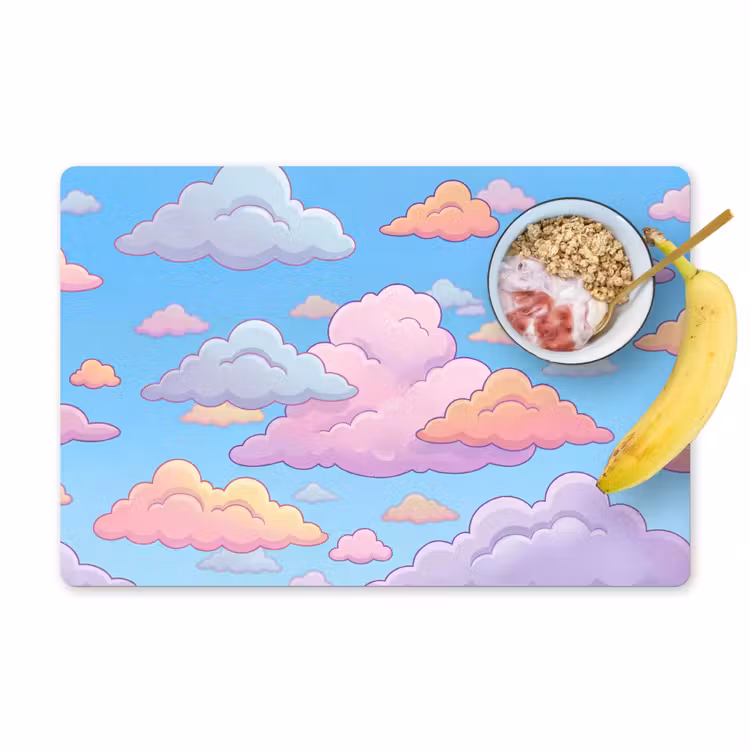 Wolk - Lucht - Natuur - Illustratie - Pastel Placemat vinyl groot -zzzproduct_Kitchenyeah-website