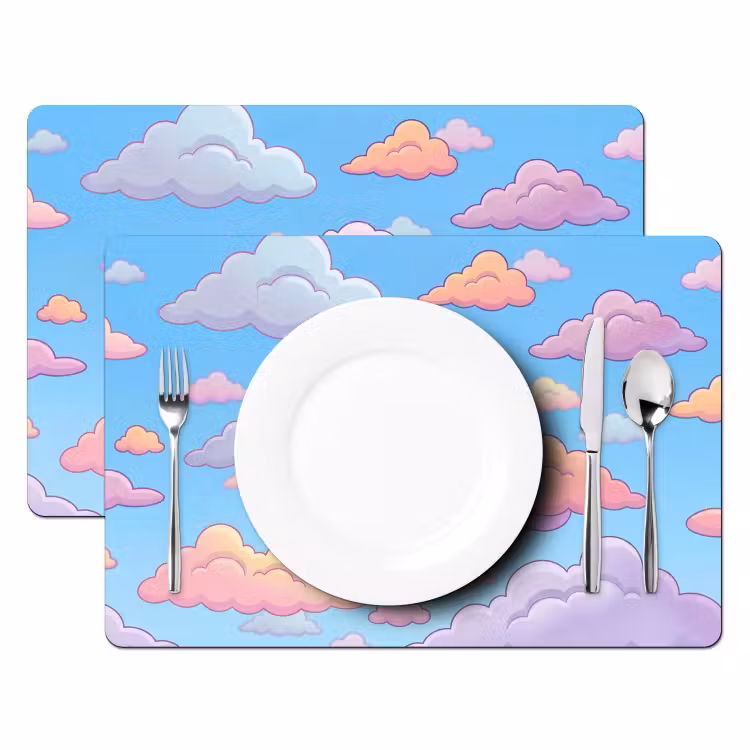 Wolk - Lucht - Natuur - Illustratie - Pastel Placemat vinyl groot -zzsfeer2_Kitchenyeah-website