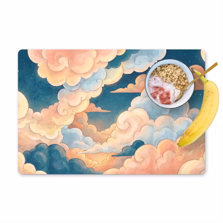 Wolk - Lucht - Natuur - Illustratief - Oranje Placemat vinyl groot -zzzproduct_Kitchenyeah-website