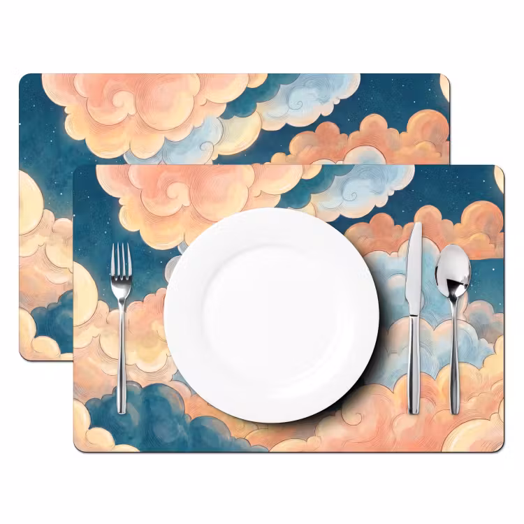 Wolk - Lucht - Natuur - Illustratief - Oranje Placemat vinyl groot -zzsfeer2_Kitchenyeah-website