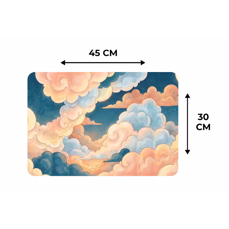 Wolk - Lucht - Natuur - Illustratief - Oranje Placemat vinyl groot -specs