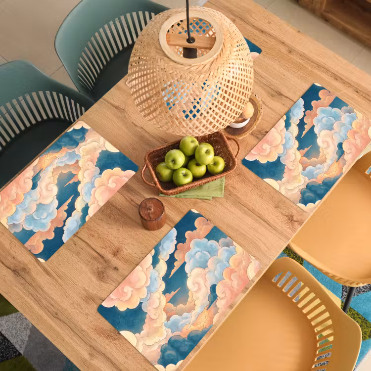 Wolk - Lucht - Natuur - Illustratief - Oranje Placemat vinyl groot -zzsfeer5_Kitchenyeah-website