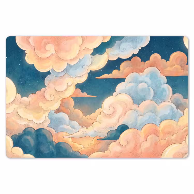 Wolk - Lucht - Natuur - Illustratief - Oranje Placemat vinyl groot -zzsfeer1_Kitchenyeah-website
