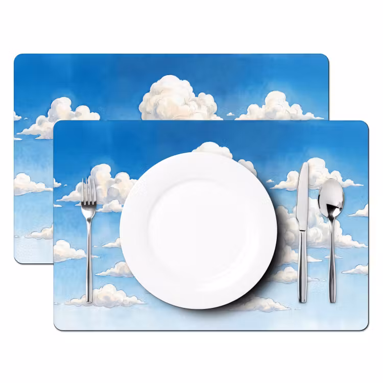 Wolken - Blauwe lucht - Natuur - Modern - Wit Placemat vinyl groot -zzsfeer2_Kitchenyeah-website