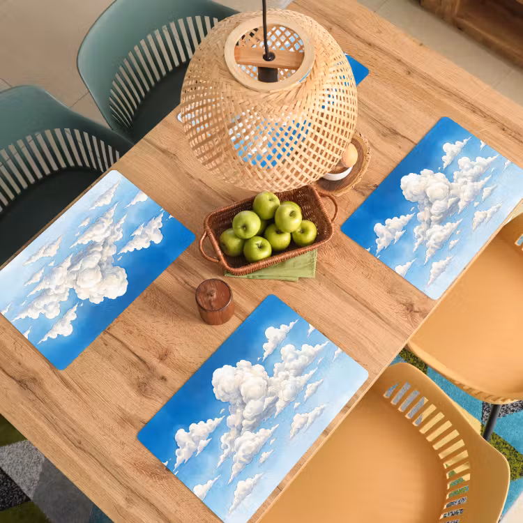 Wolken - Blauwe lucht - Natuur - Modern - Wit Placemat vinyl groot -zzsfeer5_Kitchenyeah-website