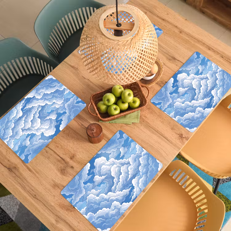 Wolken - Hemel - Abstract - Wit Placemat vinyl groot -zzsfeer5_Kitchenyeah-website