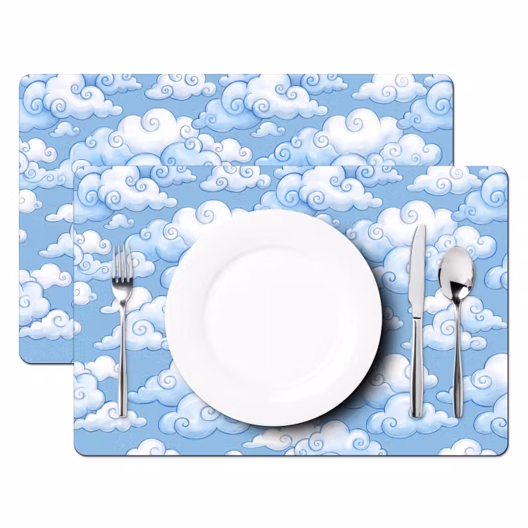 Wolken - Patroon - Hemel - Illustratie - Wit Placemat vinyl groot -zzsfeer2_Kitchenyeah-website