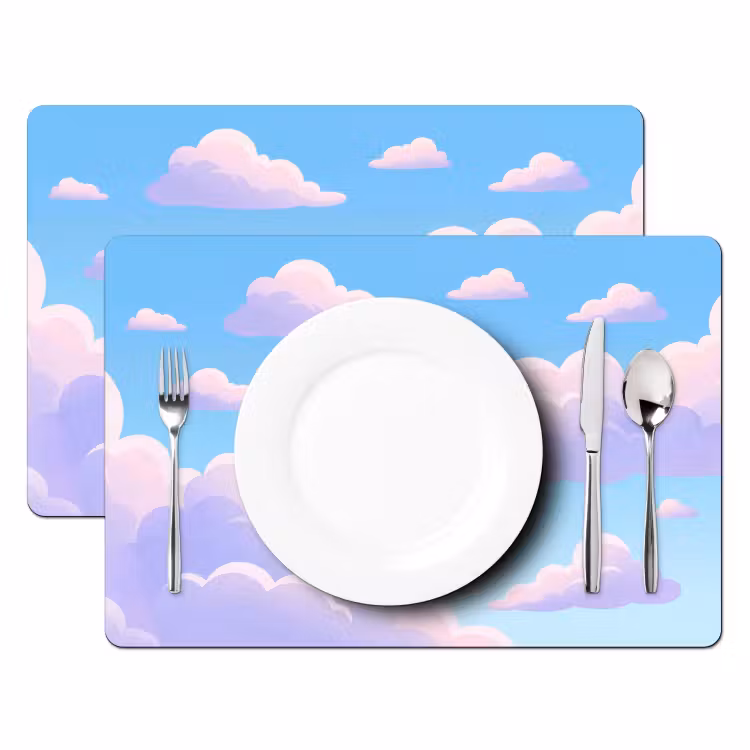 Wolken - Roze - Blauw - Natuur - Modern Placemat vinyl groot -zzsfeer2_Kitchenyeah-website