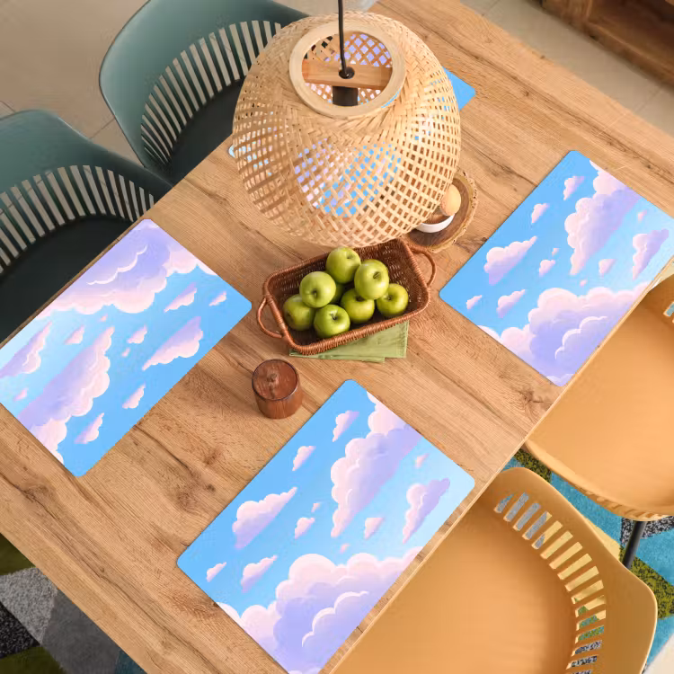 Wolken - Roze - Blauw - Natuur - Modern Placemat vinyl groot -zzsfeer5_Kitchenyeah-website