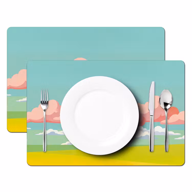 Wolken - Roze - Natuur - Modern - Pastel Placemat vinyl groot -zzsfeer2_Kitchenyeah-website