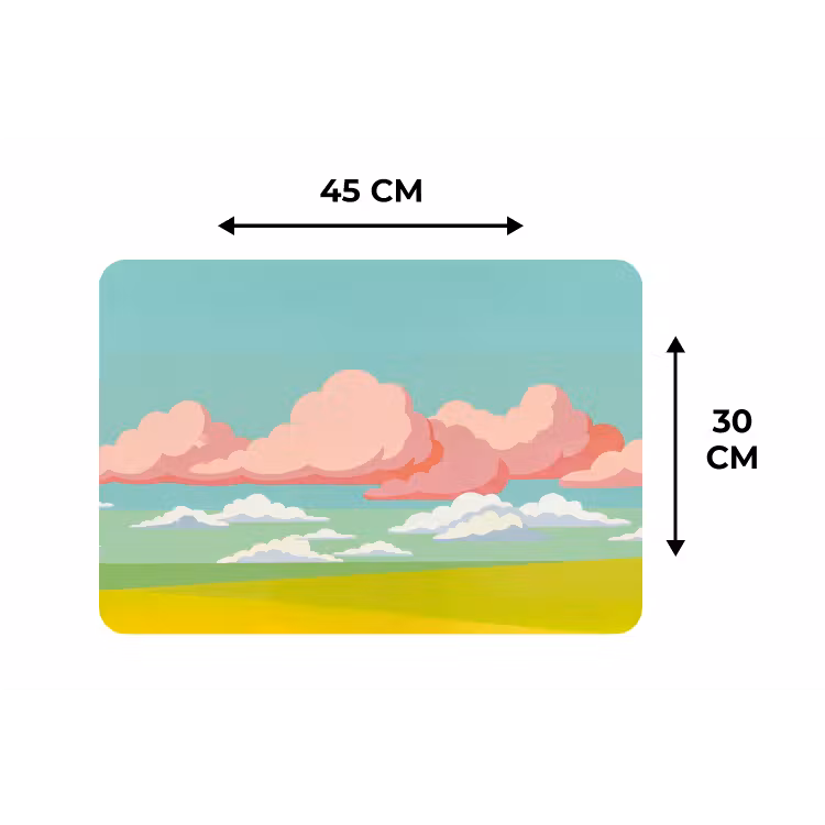 Wolken - Roze - Natuur - Modern - Pastel Placemat vinyl groot -specs