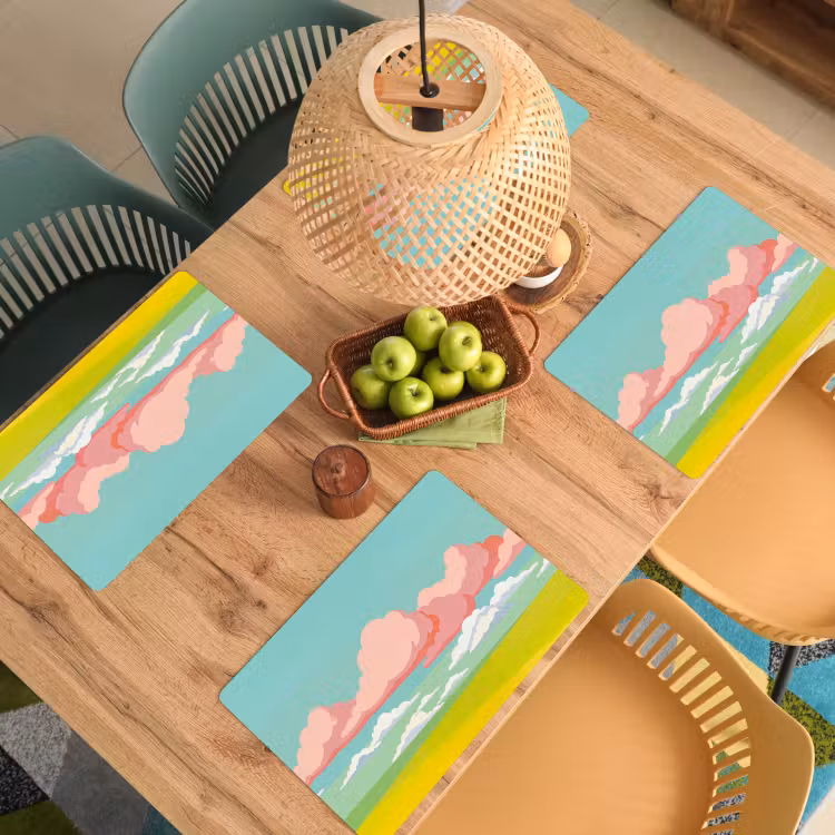 Wolken - Roze - Natuur - Modern - Pastel Placemat vinyl groot -zzsfeer5_Kitchenyeah-website