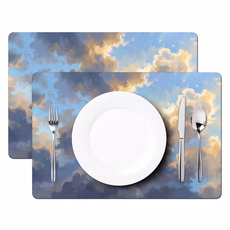 Wolken - Zonnestralen - Natuur - Abstract - Blauw Placemat vinyl groot -zzsfeer2_Kitchenyeah-website