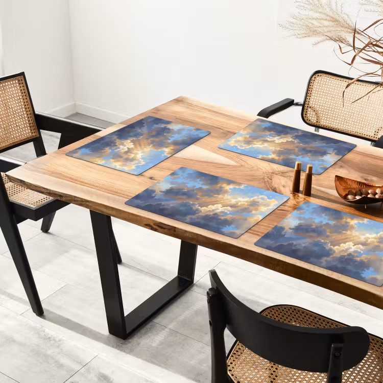 Wolken - Zonnestralen - Natuur - Abstract - Blauw Placemat vinyl groot -zzsfeer4_Kitchenyeah-website