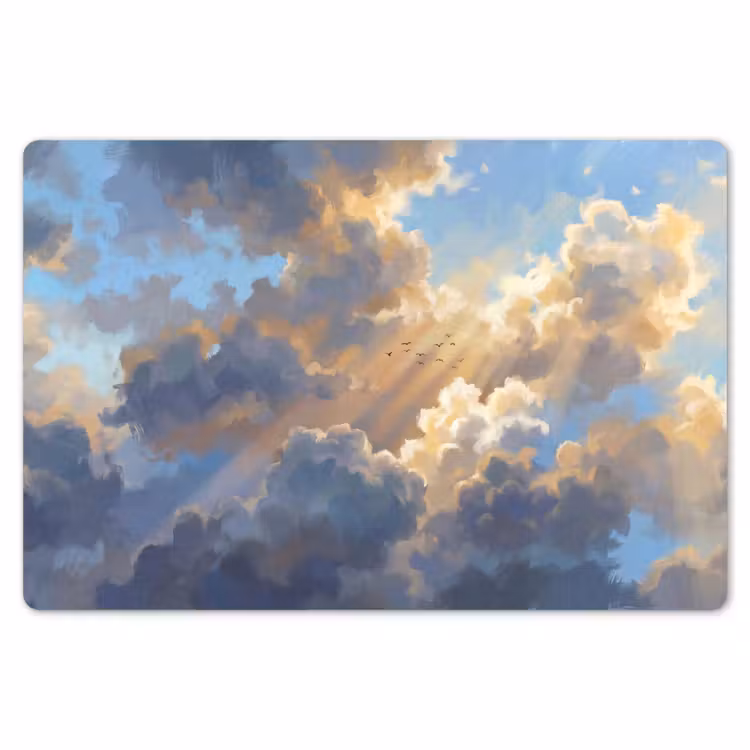 Wolken - Zonnestralen - Natuur - Abstract - Blauw Placemat vinyl groot -zzsfeer1_Kitchenyeah-website