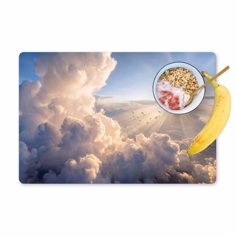 Wolken - Zonnestralen - Natuur - Wit Placemat vinyl groot -zzzproduct_Kitchenyeah-website