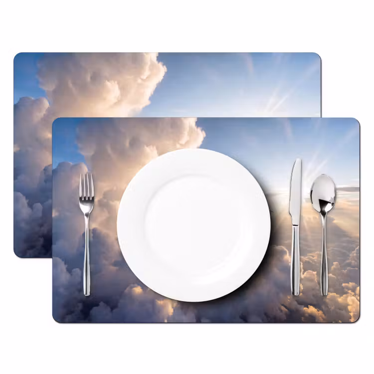 Wolken - Zonnestralen - Natuur - Wit Placemat vinyl groot -zzsfeer2_Kitchenyeah-website