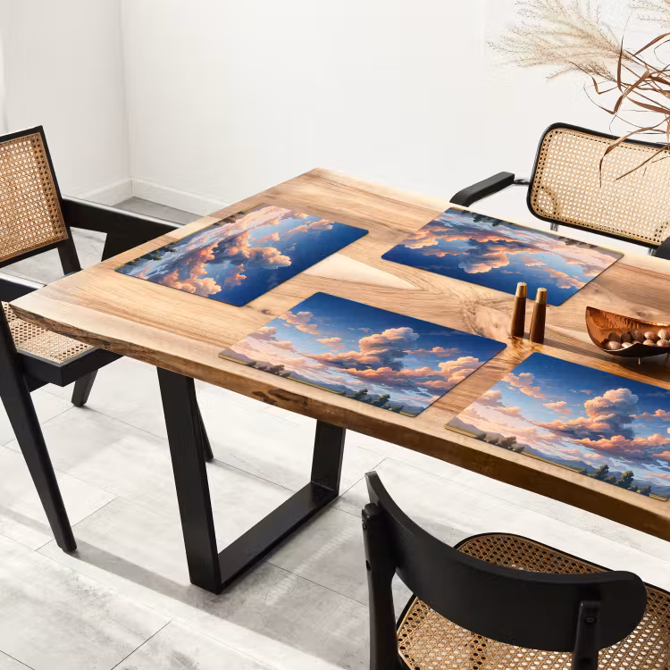 Wolken - Daghemel - Natuur - Illustratie - Oranje Placemat vinyl groot -zzsfeer4_Kitchenyeah-website