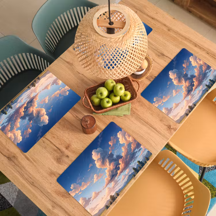 Wolken - Daghemel - Natuur - Illustratie - Oranje Placemat vinyl groot -zzsfeer5_Kitchenyeah-website