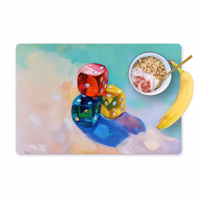 Dobbelstenen - Kleurrijk - Getallen - Stipjes Placemat vinyl groot -zzzproduct_Kitchenyeah-website