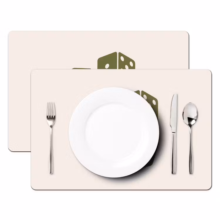 Dobbelsteen - Spel - Groen - Abstract Placemat vinyl groot -zzsfeer2_Kitchenyeah-website